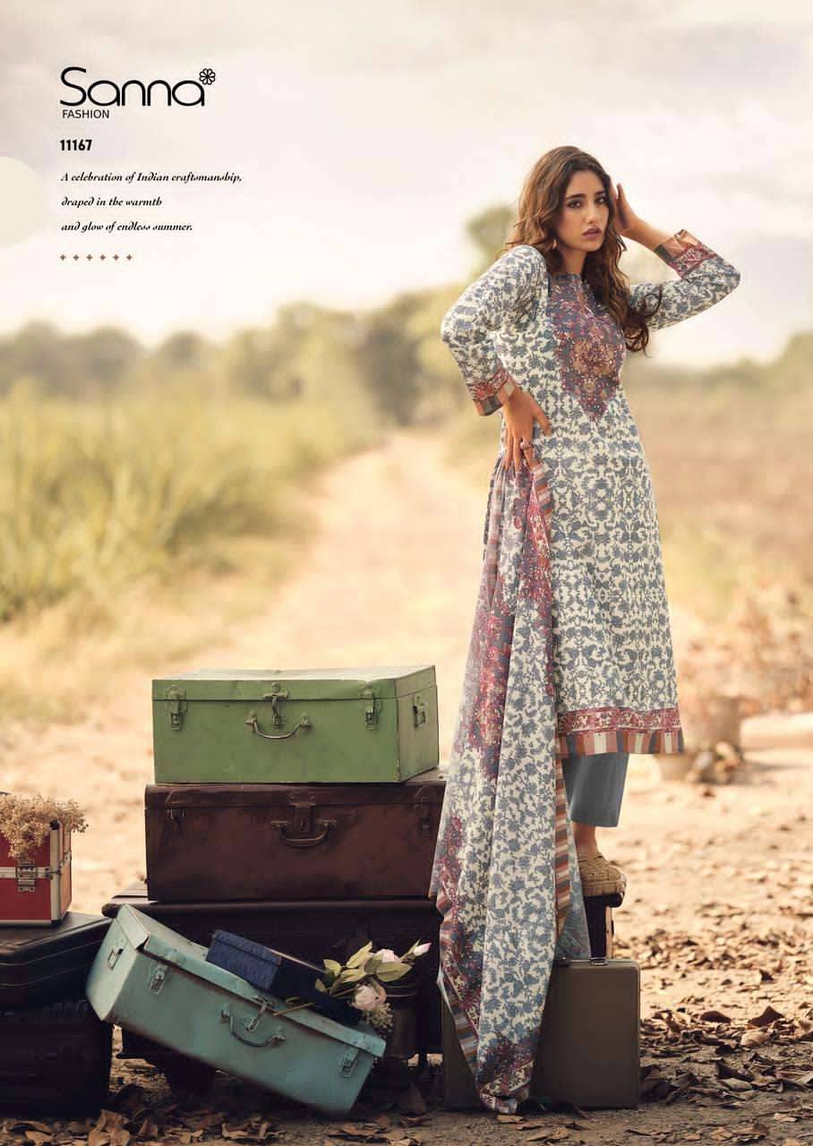 VEIL OF SUMMER By SANNA FASHION 11167 To 11172 Series Stylish Beautiful Colourful PURE COTTON Dresses At Wholesale Price
